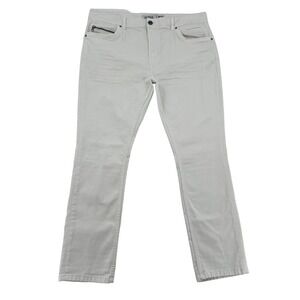 Cultura Mens Skinny Fit Jeans Light Gray Stretch Denim Size 40 Zipper Detail
